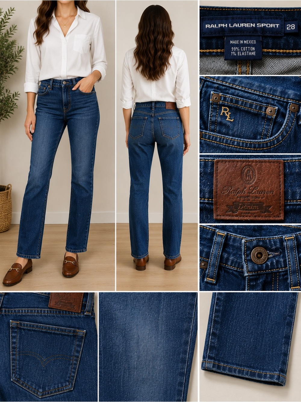 Ralph Lauren Sport Jeans Womens 28 Blue Straight Leg Stretch Denim Medium Wash